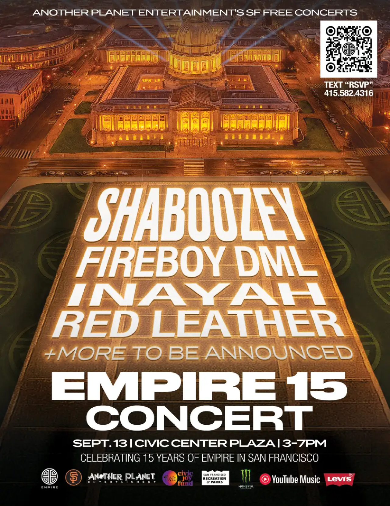 EMPIRE 15 - Free San Francisco Concert Saturday, September 13th by